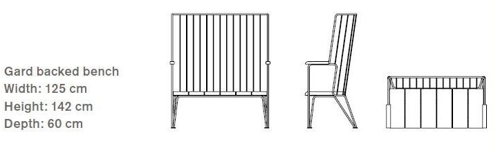 Nola Industrier Скамья из стали и дерева со спинкой Gard U33-10 - Вид №5