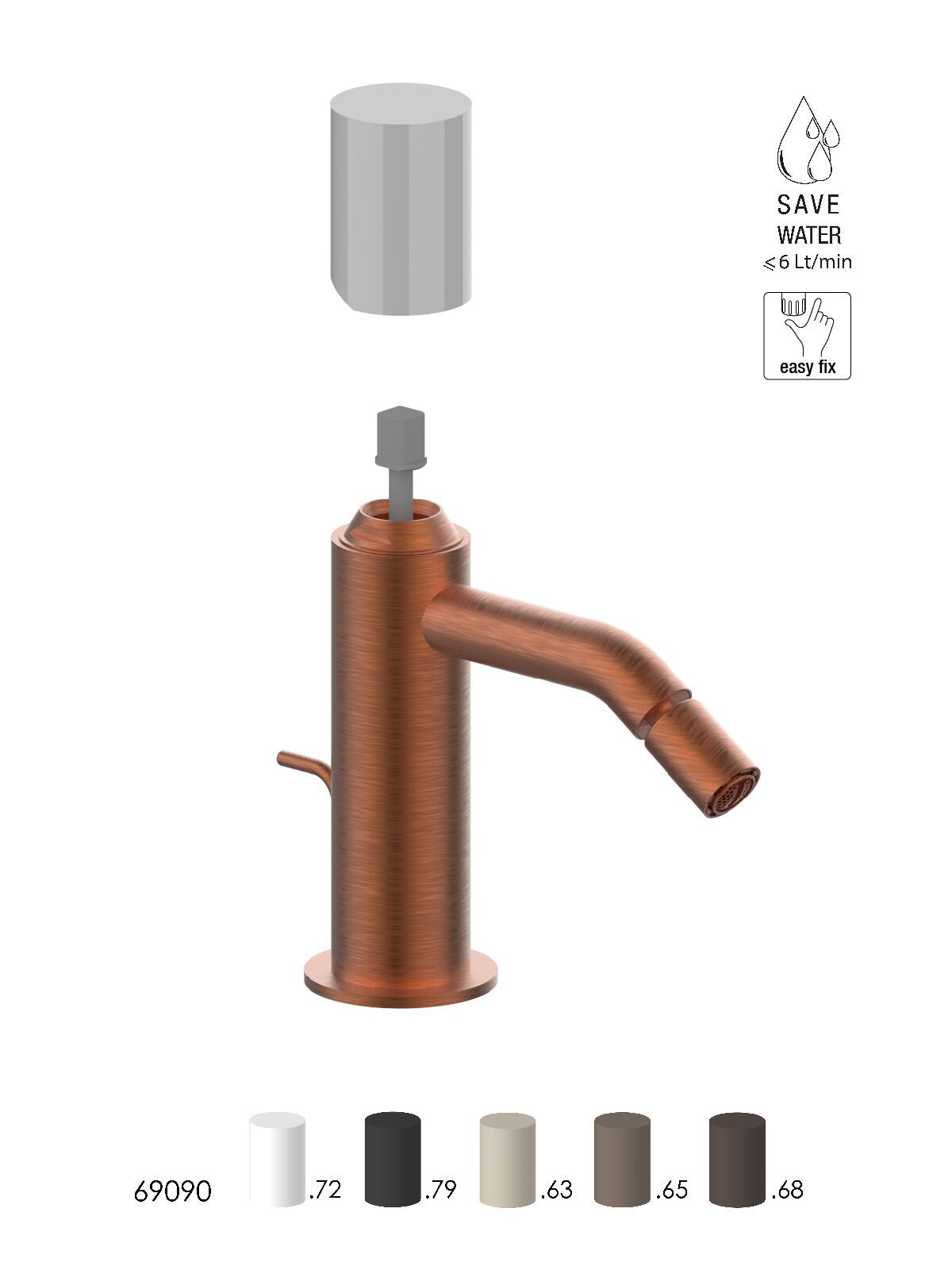 Смеситель для биде из нержавеющей стали с автоматическим сливом Rubinetterie Frattini Pepe XLS 316 ARCH-00115600 - Вид №6