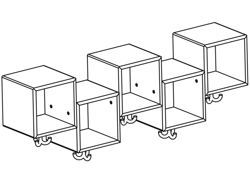 M20.03.001 Модуль ряда асимметричный, 5 мест с тройным крючком HEWI Kids - Вид №3
