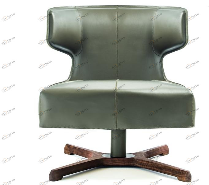 Frigerio Salotti Поворотное кожаное кресло с 4-мя спицами sun-id-1493789