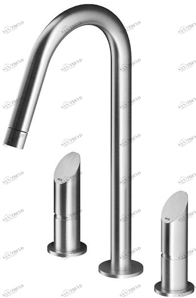 MGS Смеситель для умывальника из нержавеющей стали на 3 отверстия Contemporary sun-id-1453753