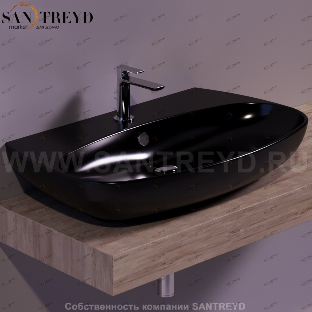 VI11NERO Подвесная раковина настенная овальная Simas Vignoni черная