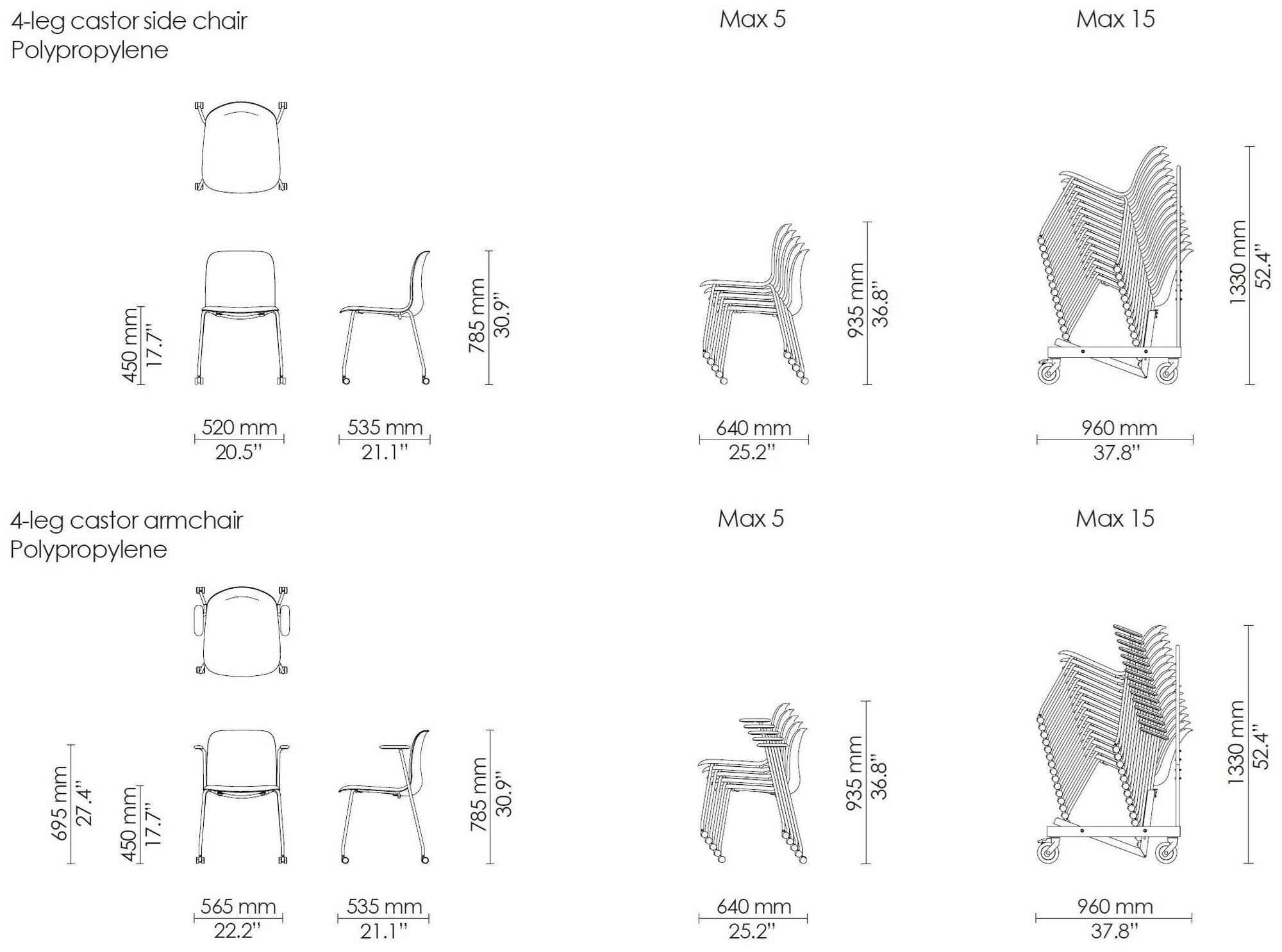 Howe Штабелируемый стул из полипропилена на колесиках Sixe sun-id-1441691 - Вид №8