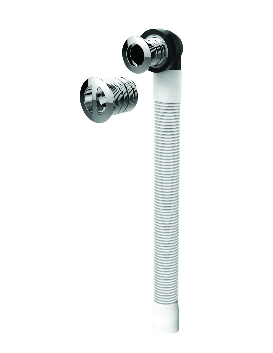 598600 001 00  Универсальный перелив для умывальника, подключаемый к розетке, без распорки, Д. 24 мм и Д. 30 мм, хромированная отделка Valentin Хром 