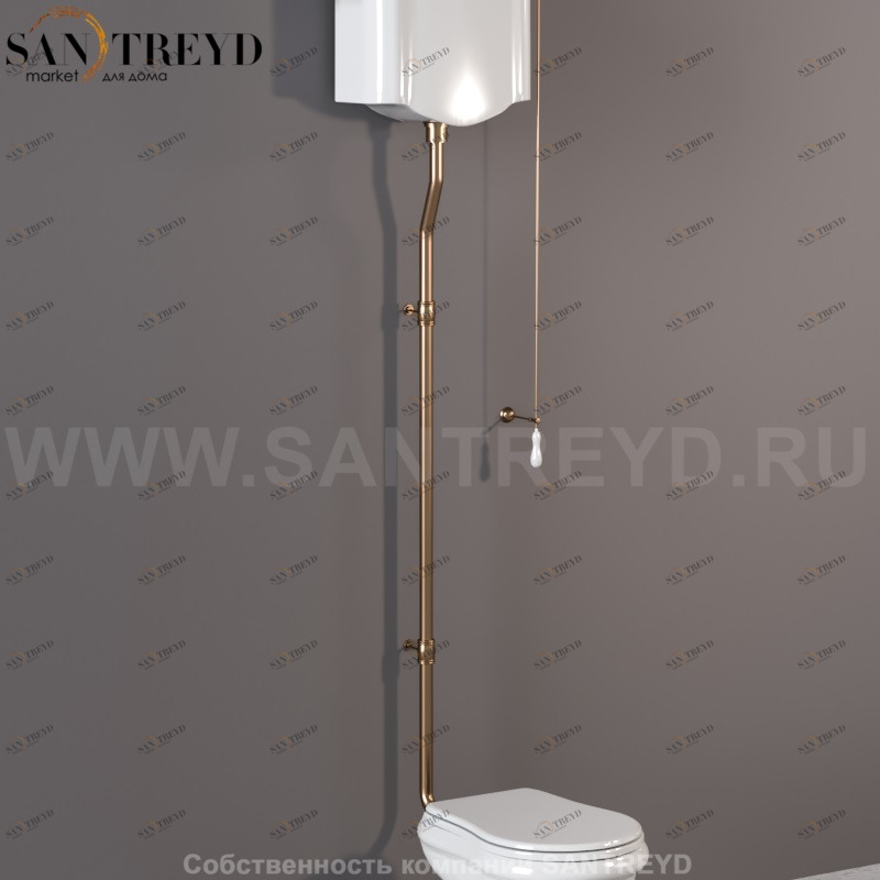 757393 Труба к высокому бачку (ранец) из 3 частей, латунь. Retro Kerasan