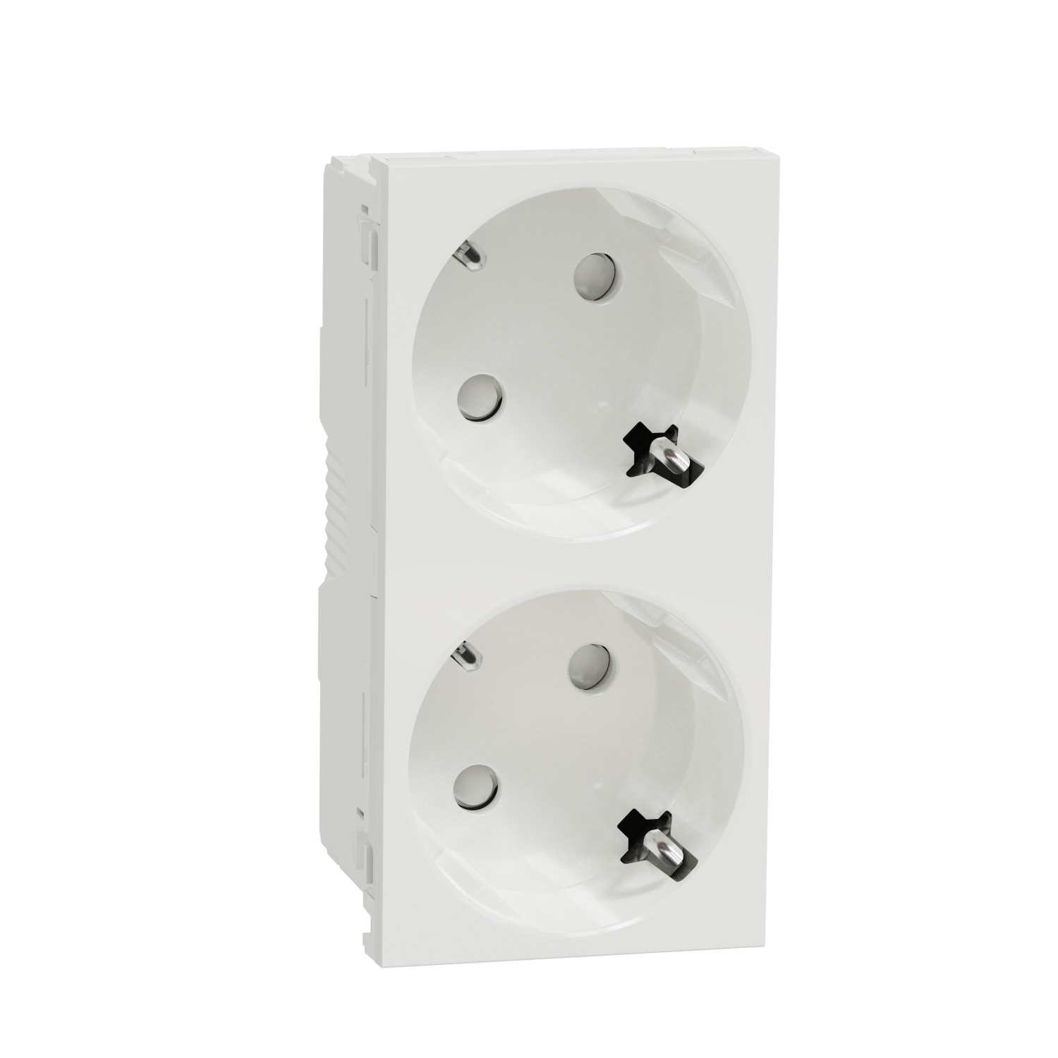 NU306618 Розетка двойная UNICA MODULAR, скрытый монтаж, с заземлением, со шторками, белый Schneider Electric UNICA NEW MODULAR 