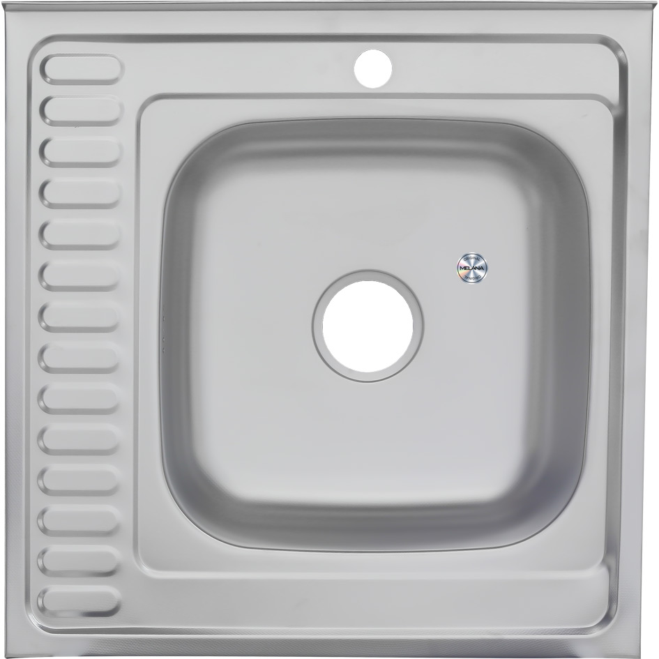 Мойка 6060 R MELANA 0,8/180 ДЕКОР накладная прямоугольная с сифоном (097D t R*10) 097D t R (*10) - Вид №1