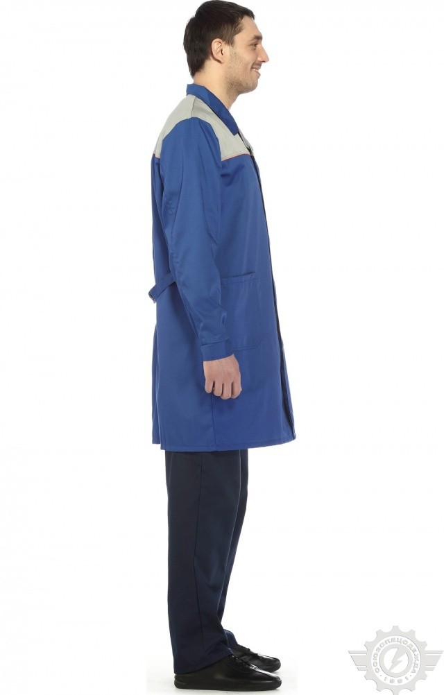 65770 Халат "Профессионал" мужской василек-светло-серый  Одежда для обслуживающего персонала  размер 64-66/182-188 Спецодежда  - Вид №4