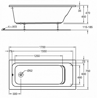 Ванна акриловая 170x75 Keramag Renova № 1 657370000  - Вид №1