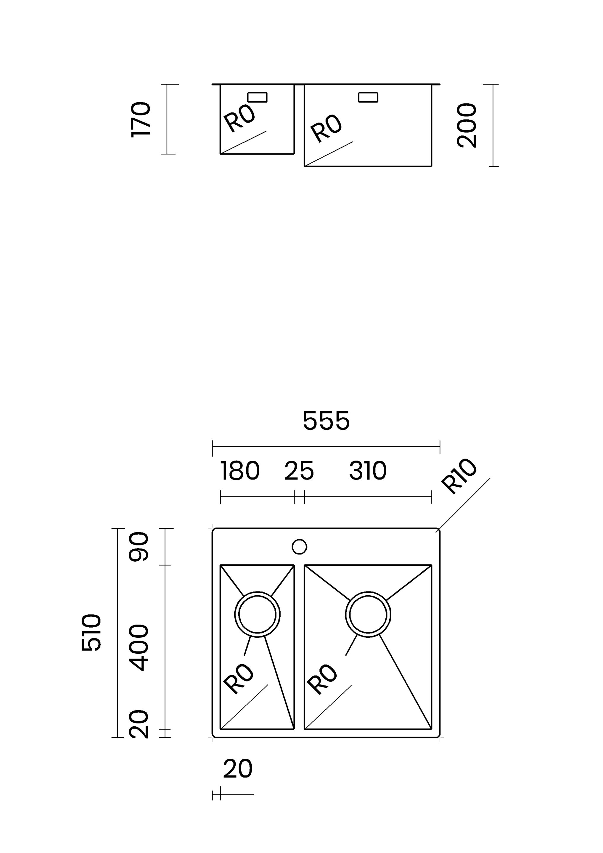 Раковина из нержавеющей стали с одной и половиной ванны TASCA нулевой радиус ARCH-00107776 - Вид №2