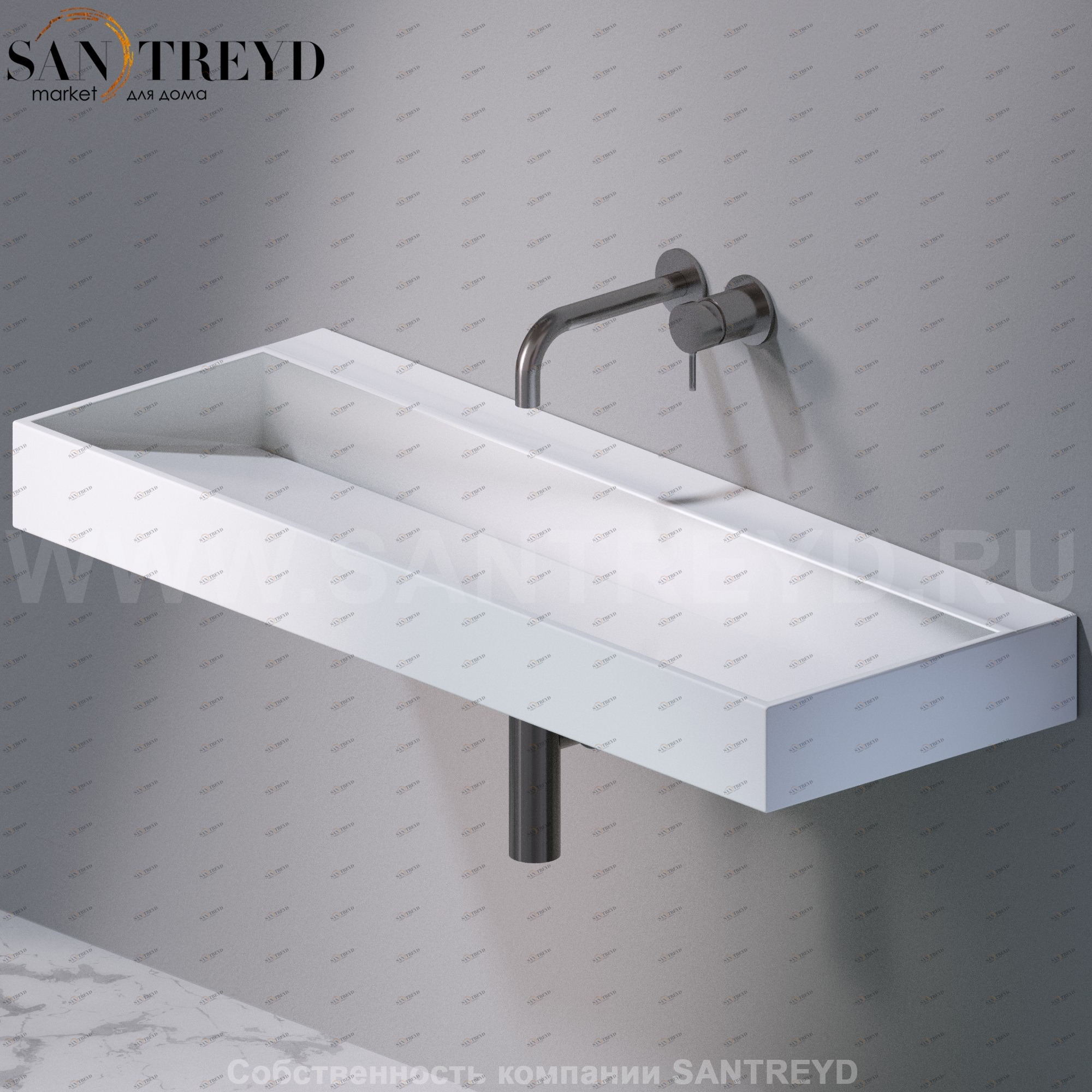 L012T1RPV4.100 Подвесная раковина настенная прямоугольная A. e T. Italia P35 белая AeT ITALIA