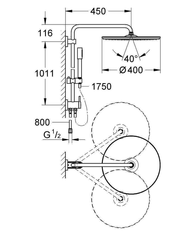 27175000 Душевая система Grohe Rainshower System хром - Вид №1
