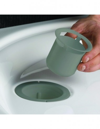 553100 206 00  Сифон для душевого поддона Д. 90 мм, без крышки, уплотнение с автофиксацией, вертикальный слив для склеивания или соединения, жемчужно-серый / черный Valentin Серый  - Вид №2