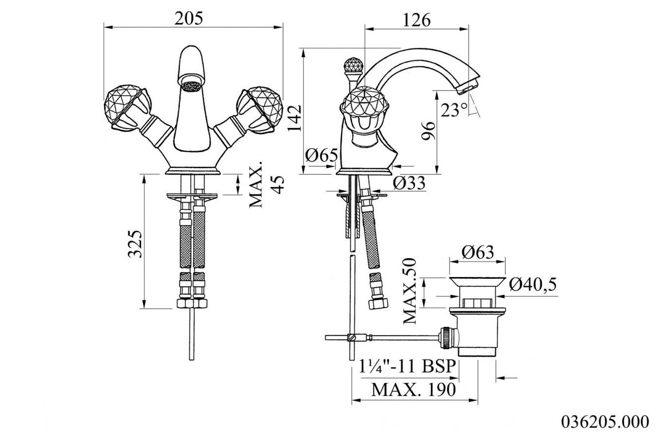 Bronces Mestre Смеситель для умывальника на одно отверстие с кристаллами swarovski® Atlantica sun-id-1500105 - Вид №1