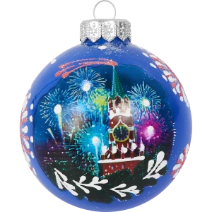 Шар елочный Кремль 8см стекло разноцветный