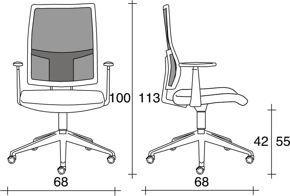 Офисное кресло с сетчатыми колесами и подлокотниками с 5 спицами TALIN Allynet ARCH-00042919 - Вид №2