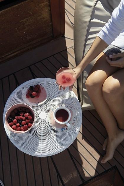 GANDIABLASCO Низкий круглый садовый столик из нержавеющей стали Aram sun-id-1347050 - Вид №4