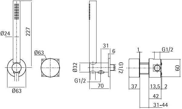 Quadrodesign Смеситель для душа с ручным душем Stereo sun-id-1413758 - Вид №3