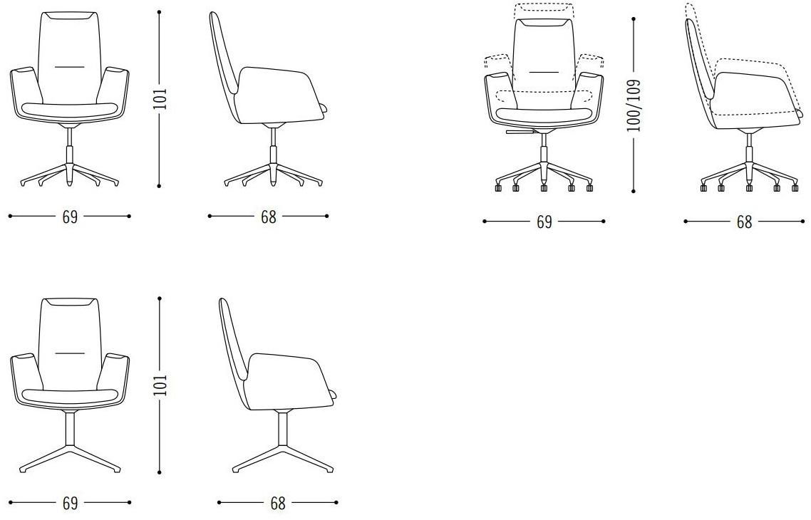 COR Поворотное кресло руководителя с регулируемой высотой на колесиках Cordia plus sun-id-1474849 - Вид №4