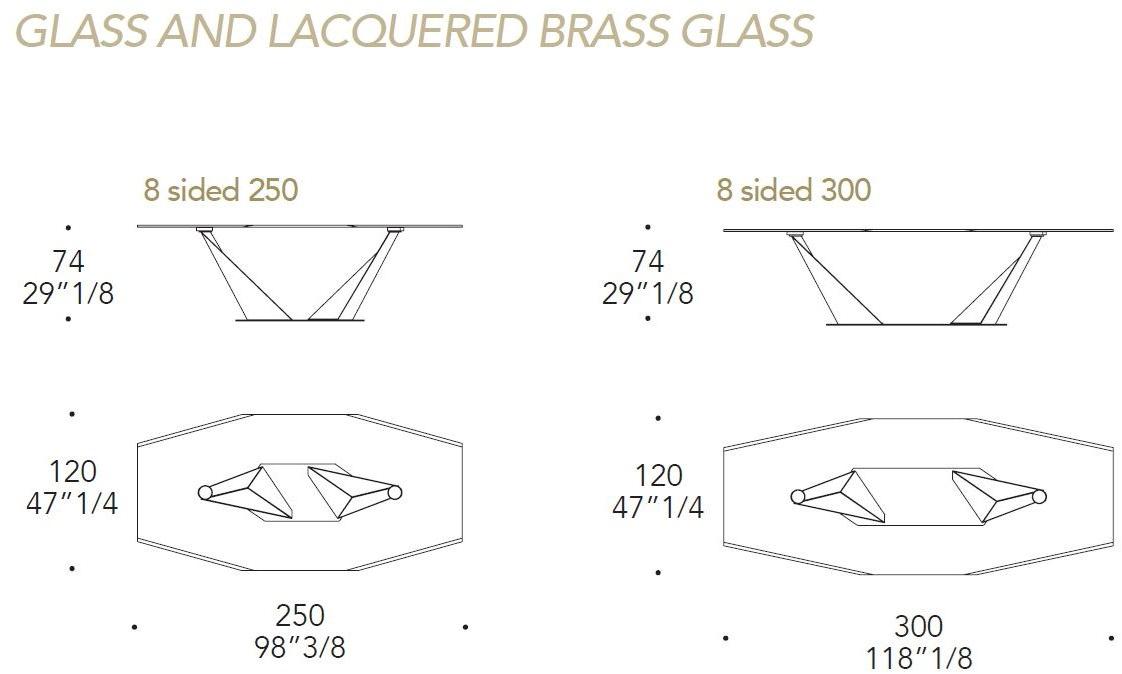 Reflex Восьмиугольный стеклянный стол на металлической основе sun-id-1512827 - Вид №2