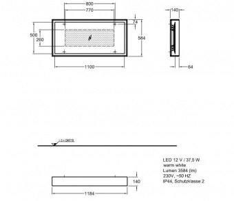 Зеркало 118,4 см Keramag  Citterio 835620000  - Вид №3