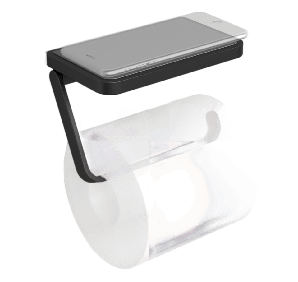 35041D-BP Бумагодержатель ACCESSORIES подвесной с полкой цвет черный матовый LANGBERGER Accessories, BLACK EDITION