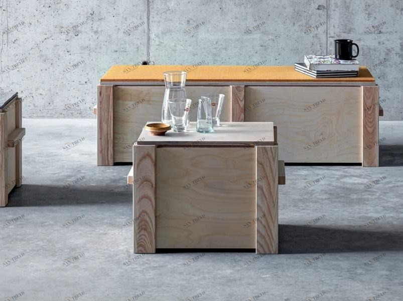 FIORONI Прямоугольный журнальный столик из фанеры с вещевым ящиком Krefeld sun-id-1499095