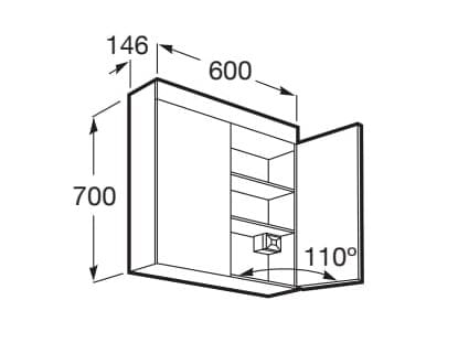 Зеркальный стеклянный шкаф для ванной комнаты с дверцами Roca Luna ARCH-00041941 - Вид №3