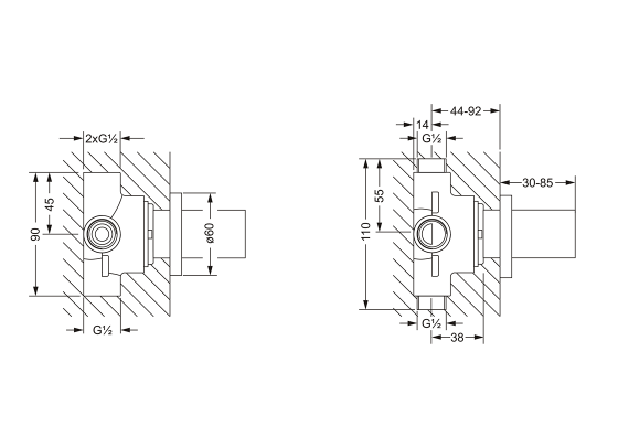 Переключающий вентиль на три положения ½", внешняя часть JOERGER Acubo 621.40.650.000 - Вид №1