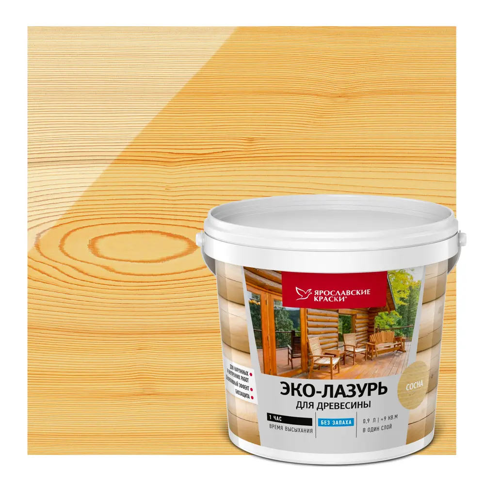 ЯРОСЛАВСКИЕ КРАСКИ Эко-Лазурь для дерева с защитой от плесени, цвет Сосна 0.9 л 83306821 STLM-0040313