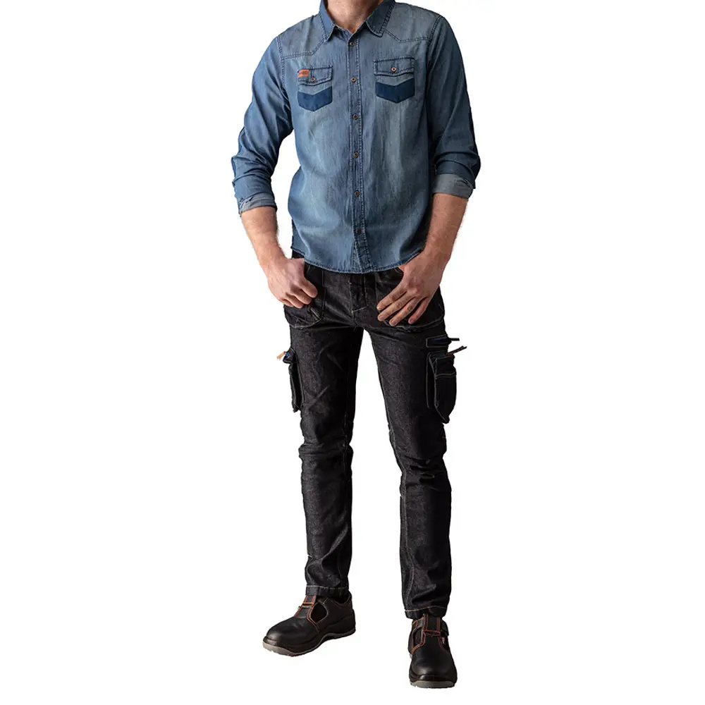 Рубашка Neo Tools Denim темно-синяя размер S рост 178 STLM-2109130 - Вид №4