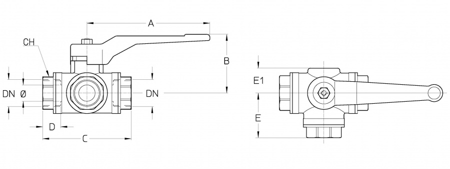CIMBERIO CIM 21T 38 Трехходовой шаровой кран с "T" портами CIM 21T  - Вид №1