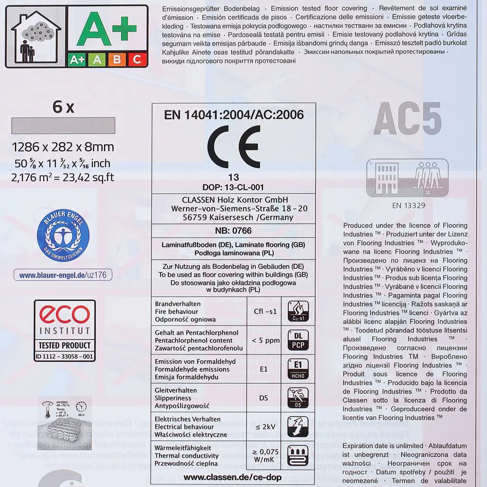 Ламинат «Дуб Марсала» 33 класс толщина 8 мм с фаской 2.176 м² Classen STLM-2210120 - Вид №5