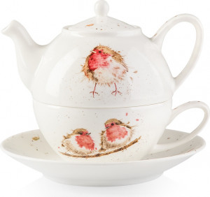 10596976 Royal Worcester Набор Эгоист Royal Worcester "Забавная фауна","Малиновка" (чайник и чашка с блюдцем), 300мл Фарфор костяной