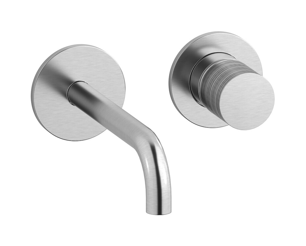 Встроенный в стену смеситель для раковины на 2 отверстия в комплекте с донным клапаном WE ARE IB vn313np Brushed Nickel Vinile