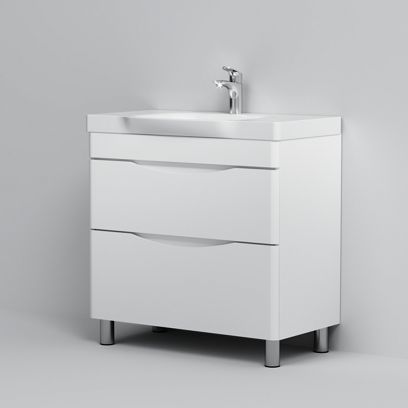 M80FSX0802WG База под раковину напольная 80 см 2 ящика белый глянцевая шт AM.PM Like - Вид №5