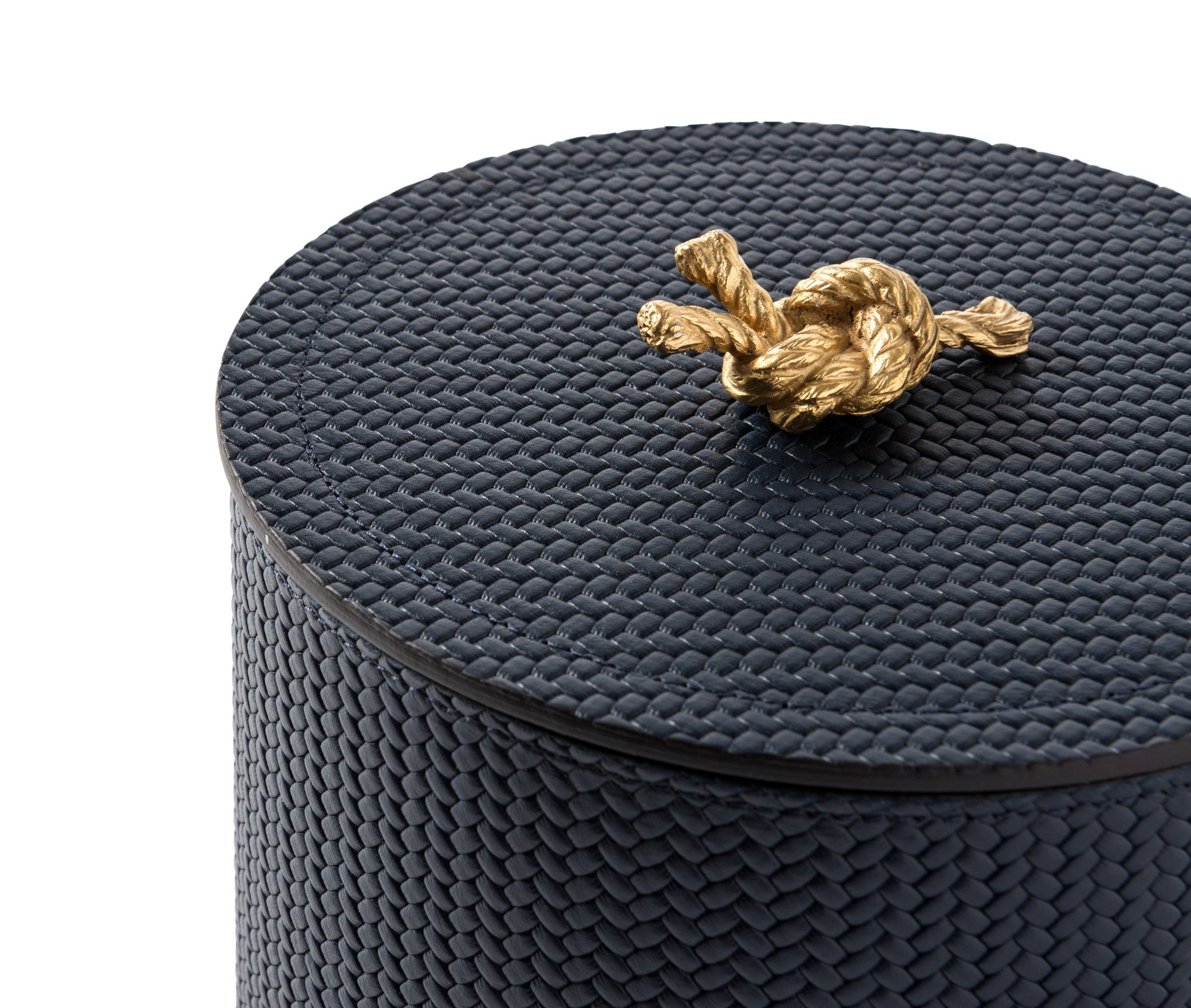 Круглая коробка Thalia - Ø 17XH8 см / металлическая отделка_хром / ari-leather_light-grey Pinetti 00.1124.037.083 - Вид №1