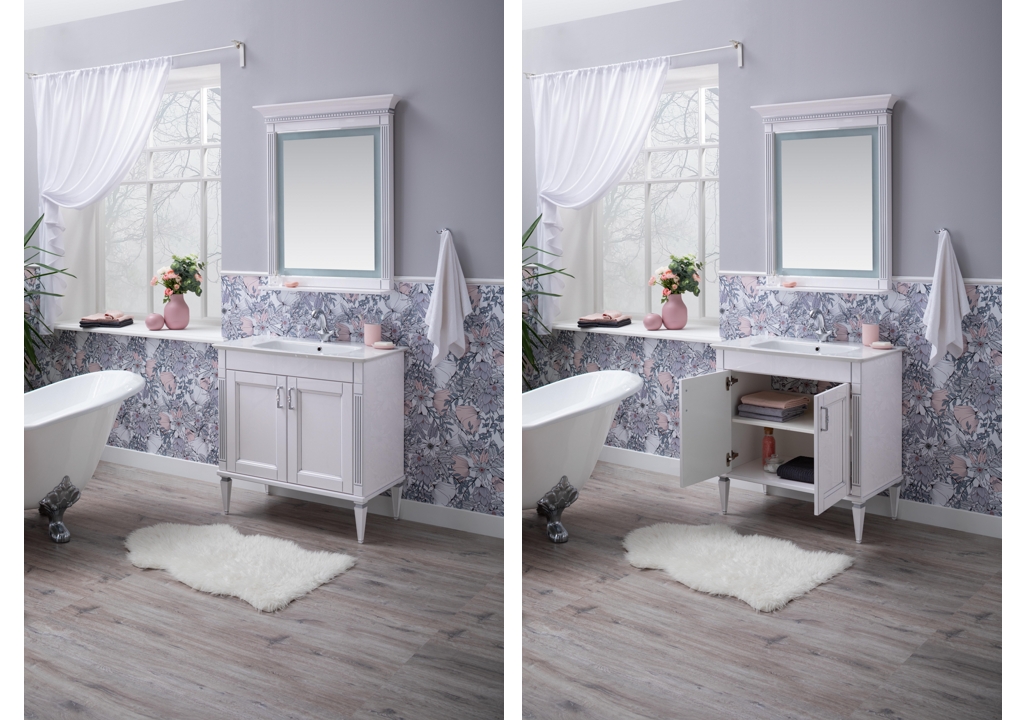 Комплект мебели для ванной Aquanet Селена 90 белый/серебро 00233126 - Вид №7