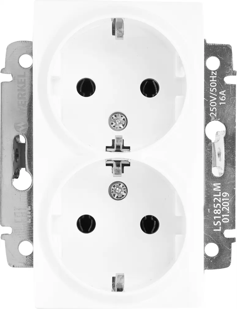 Двойная розетка WERKEL с заземлением для безопасного подключения техники 82125397