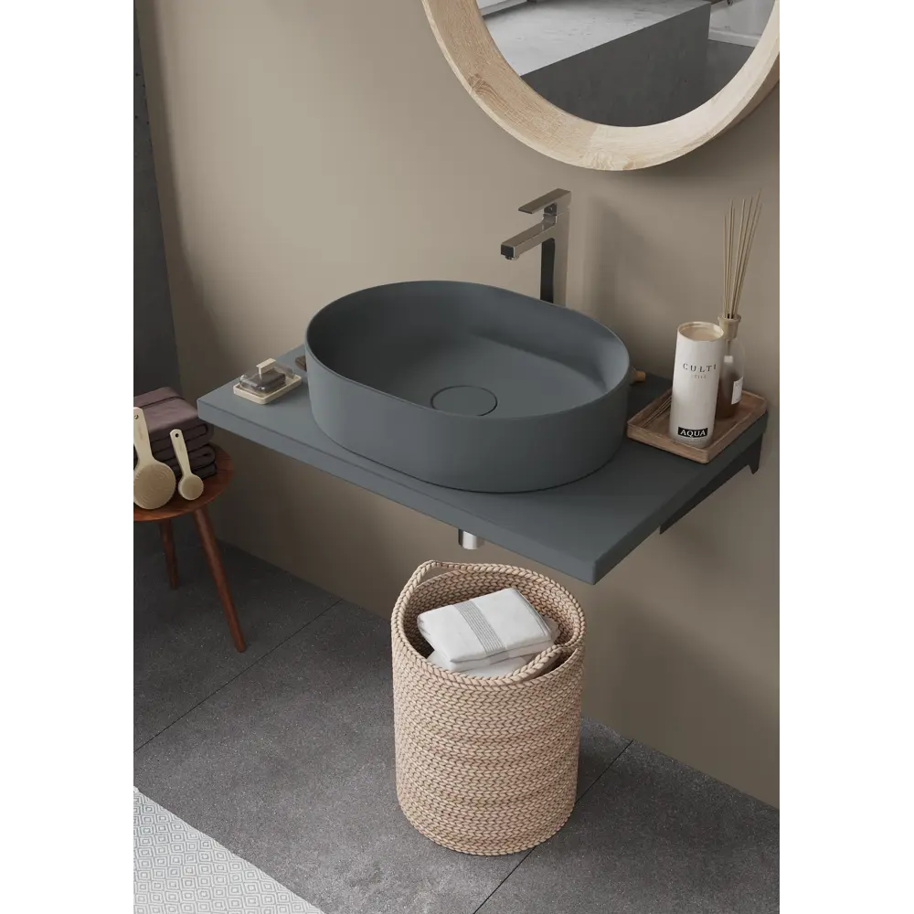 Столешница для ванной Scandi SC-60MS 60x4x47 см, искусственный камень, цвет матовый графит 82909488 STLM-2082379 Santreyd - Вид №3