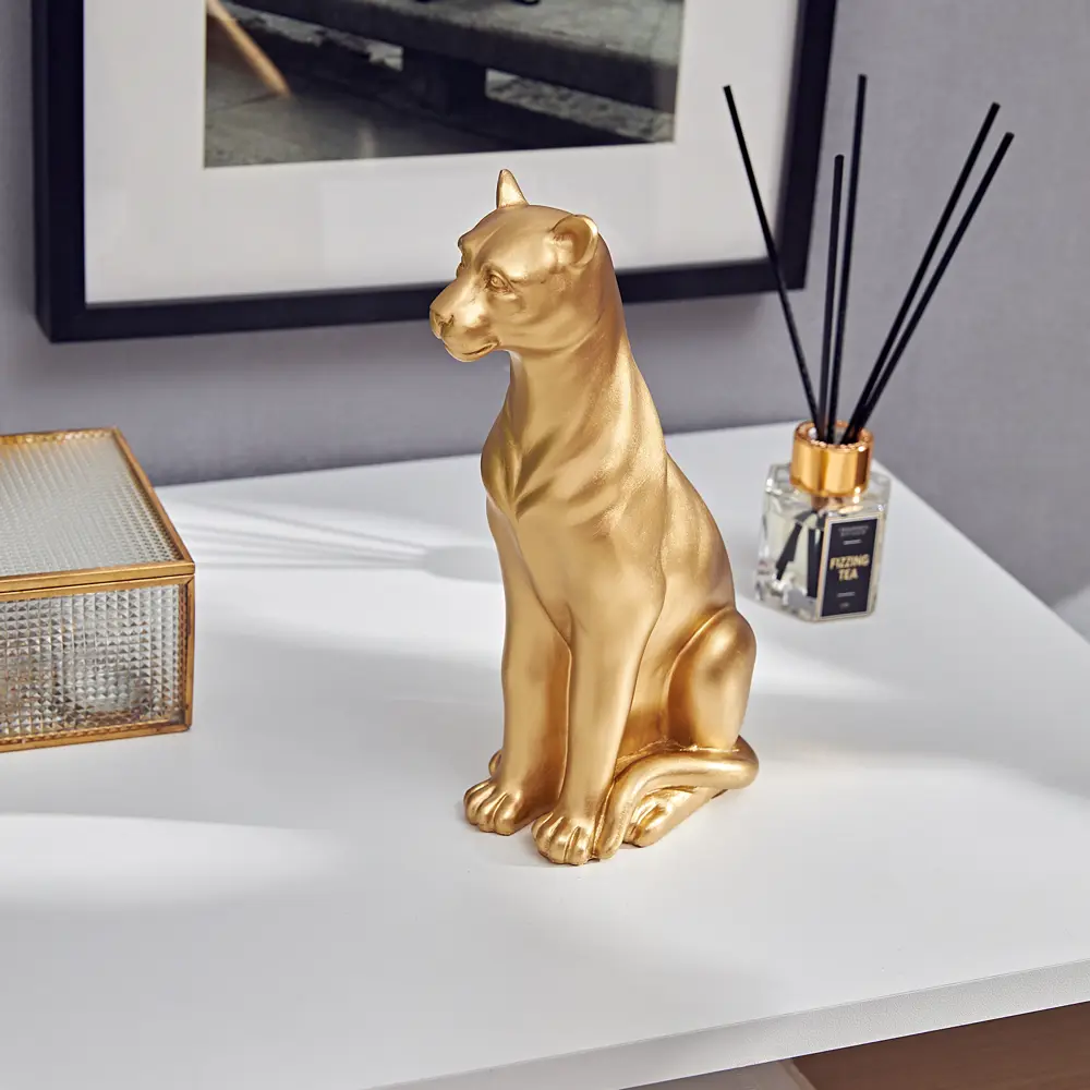 Статуэтка декоративная Atmosphera Пантера 23x8 см золотистая STLM-2188696