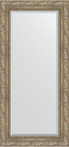 BY 3487 Зеркало с фацетом в багетной раме - виньетка античное серебро 85 mm EVOFORM Exclusive