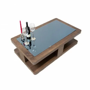 Журнальный столик прямоугольный коричневый с полкой и стеклом Vision Glass PUSHA PUSHA 062879 Коричневый