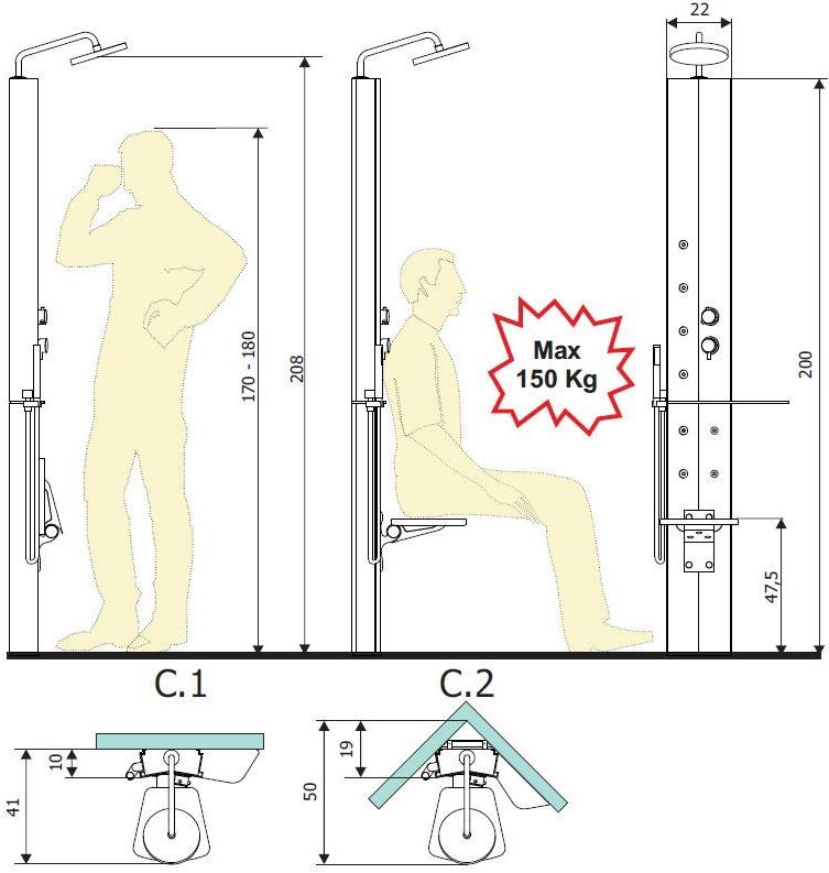 ARBLU Душевая стойка напольная с лейкой sun-id-1465242 - Вид №2