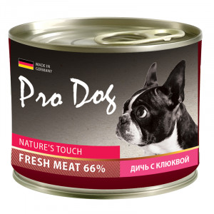 ПР0029840 Корм для собак дичь, клюква конс. 200г PRO DOG