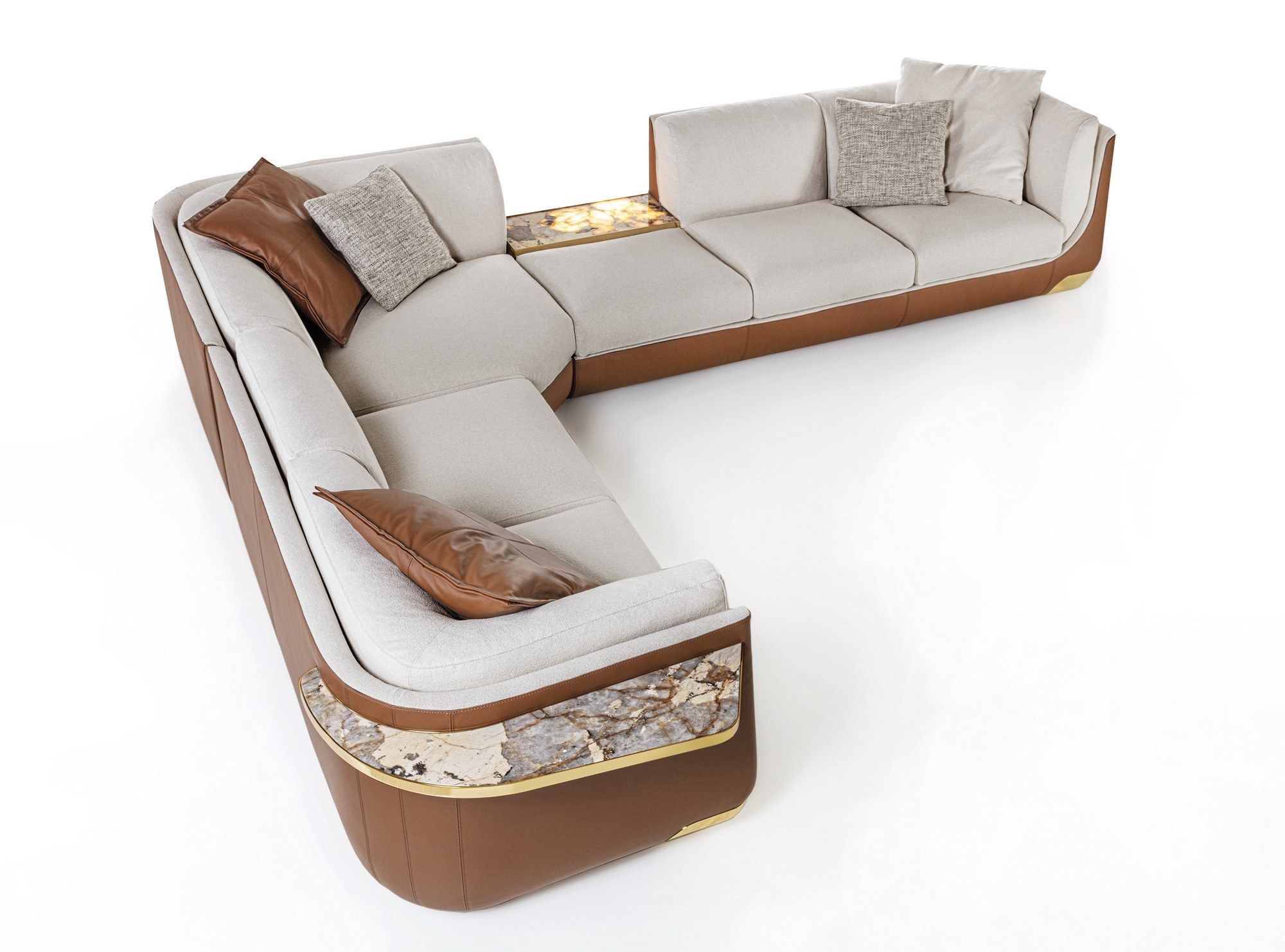 Угловой диван из кожи и ткани Longhi Loveluxe 2021-Rhythm'21 collection ARCH-00044116 - Вид №6