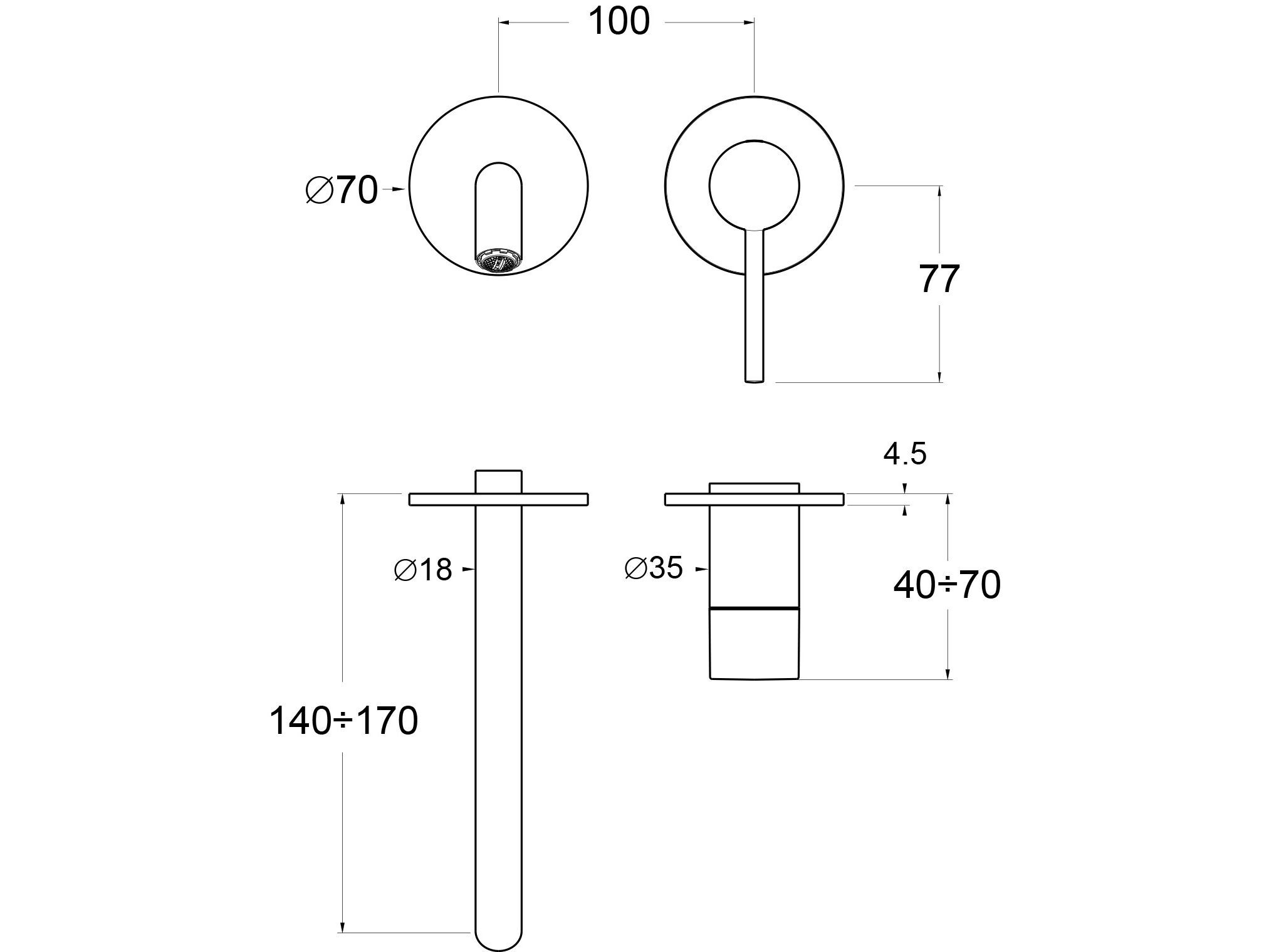 Однорычажный настенный смеситель для раковины с 2 отверстиями GUGLIELMI RUBINETTERIE Sprint ARCH-00028453 - Вид №2