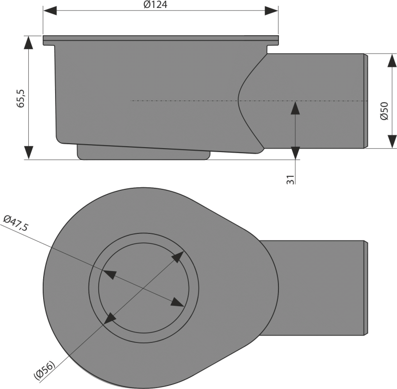 Низкий cифон DN50 для водоотводящего желоба APZ2012, APZ2022 ALCAPLAST P138 - Вид №1