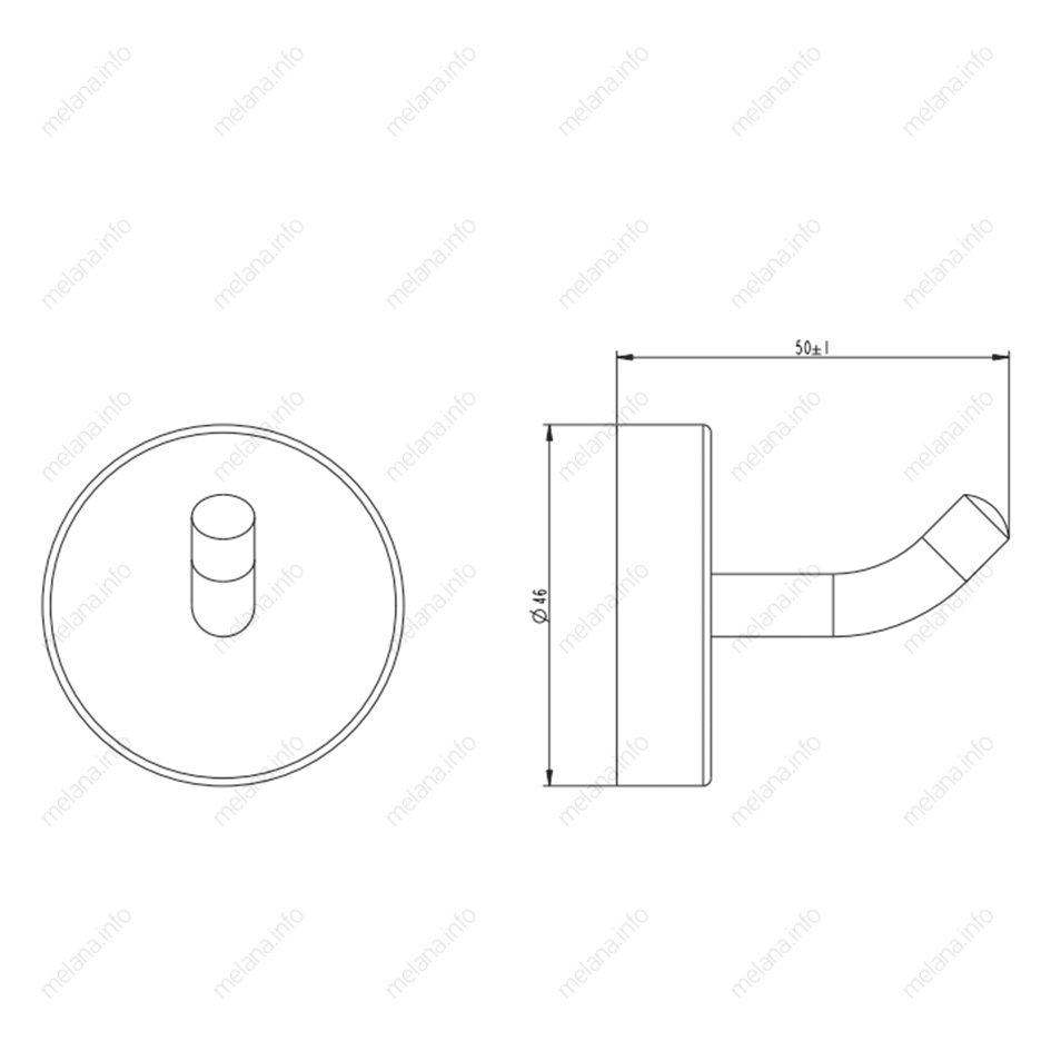 Крючок одинарный MELANA сатин хром MLN-866008 866 серия - Вид №1