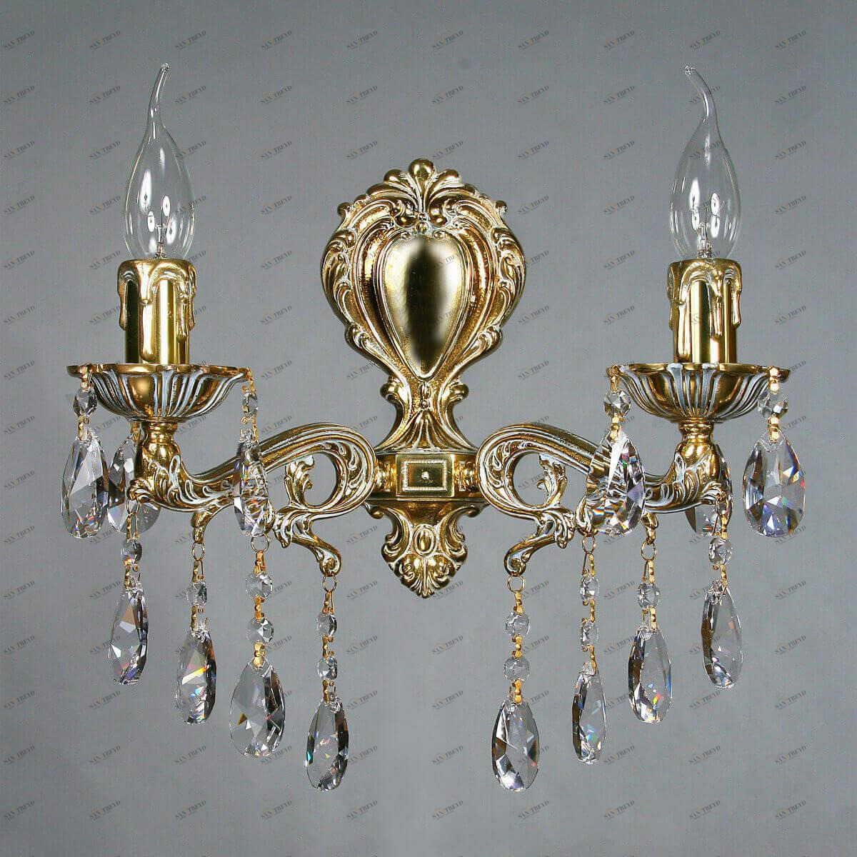 Бра настенное бронзовое Ambiente Leon 2128/2 WP Tear Drop AMBIENTE СВЕЧА 00-3931012 Бронза 